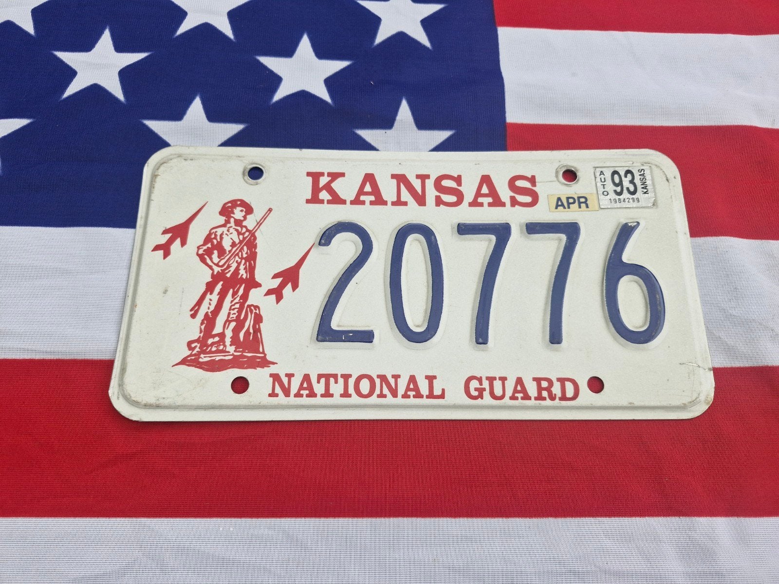 Kentekenplaat Kansas USA National Guard nummerbord License, Verzenden, Gebruikt, Auto's