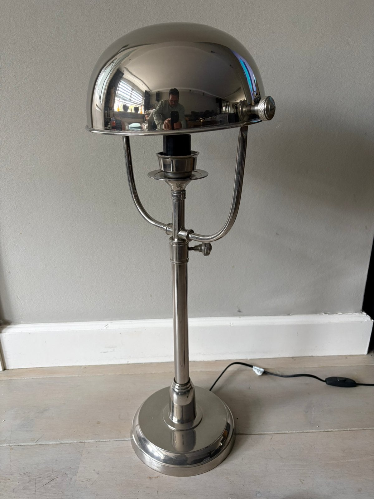 Rivièra Maison tafellamp verchroomde Helmlamp, Riviera Maison, Zo goed als nieuw, 87 cm, E27 (groot)