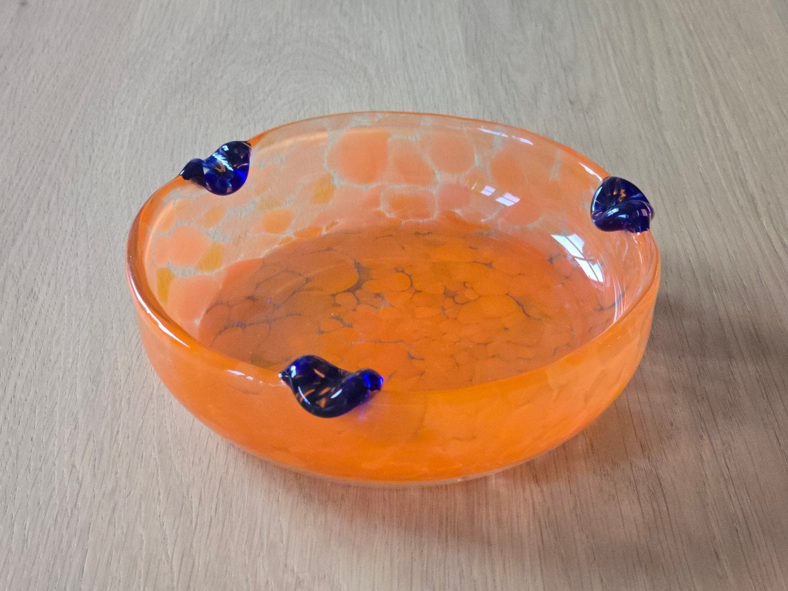 Antieke 20S murano glazen schaal - macchia stijl oranje €39, Antiek en Kunst, Ophalen of Verzenden