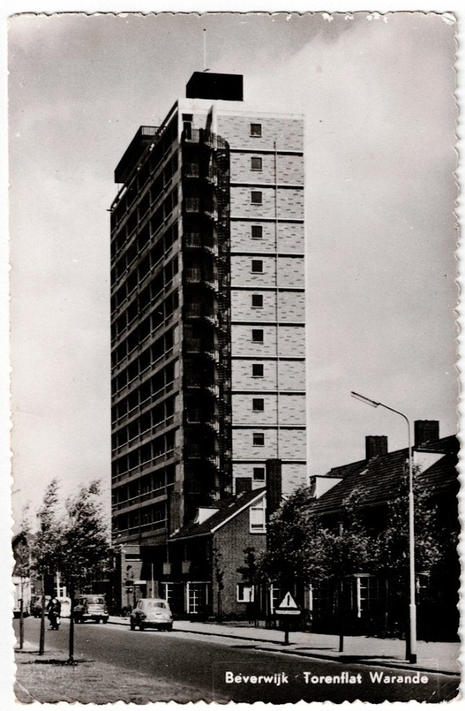 Beverwijk 1962. Torenflat Warande (auto)., Ophalen of Verzenden, 1960 tot 1980, Gelopen, Noord-Holland