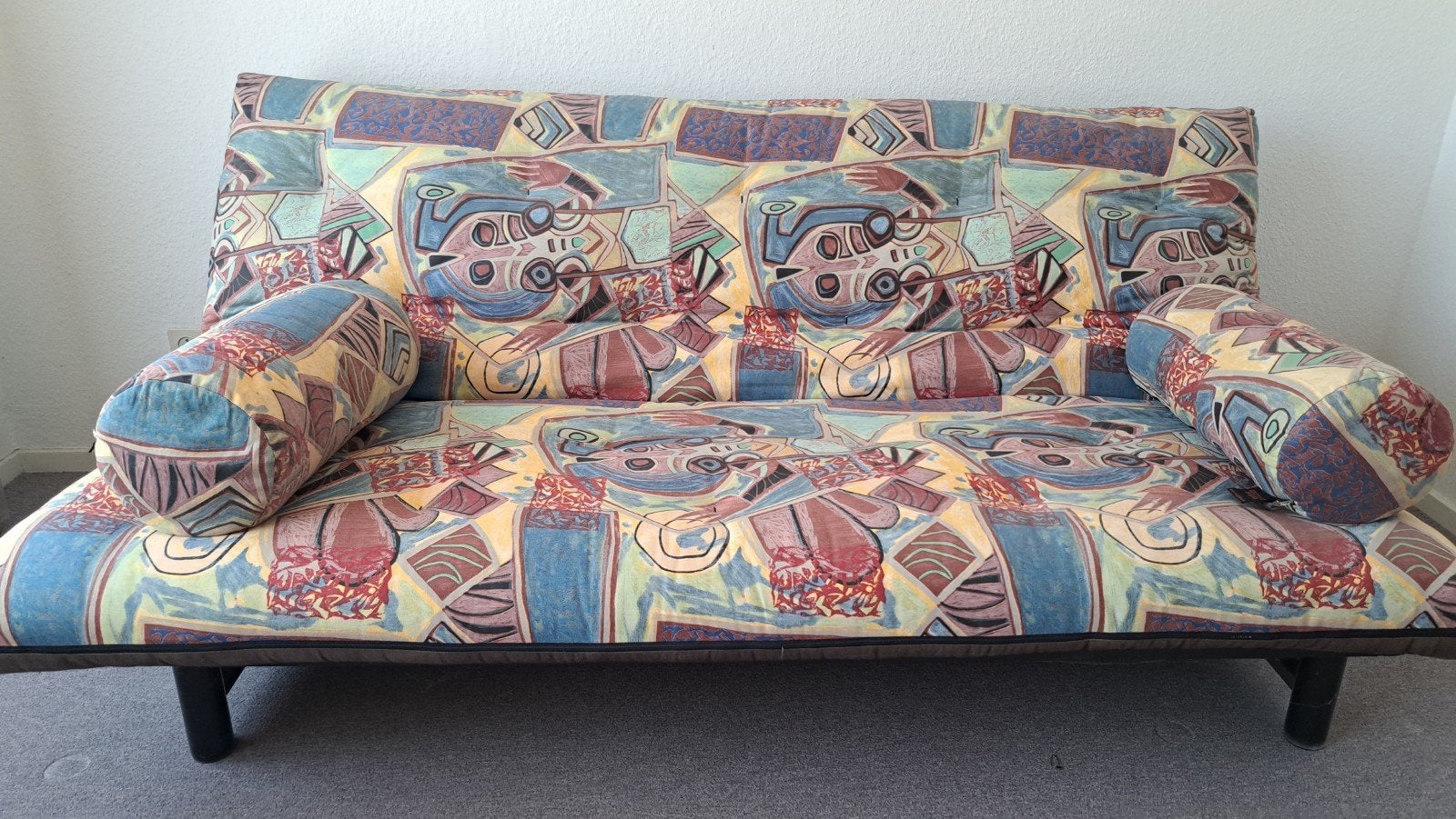 slaapbank met lattenbodem in metalen frame, Huis en Inrichting, Ophalen, Meerkleurig, Tweepersoons, 140 cm