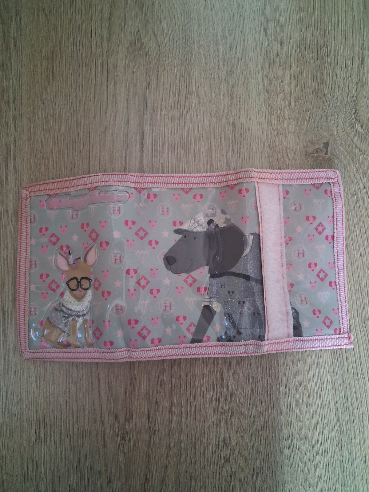 happy house kinder portemonnee roze hondjes klittenband meis, Ophalen of Verzenden, Zo goed als nieuw, Roze