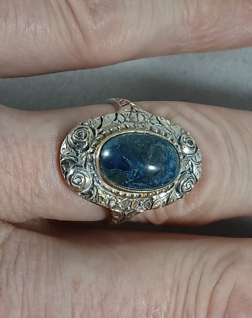 Zilveren Djokja ring 19mm met halfedelsteen 800 zilver, https://www.zilverjuwelier.nl/product-categorie/sieraden/ringen/, Gebruikt
