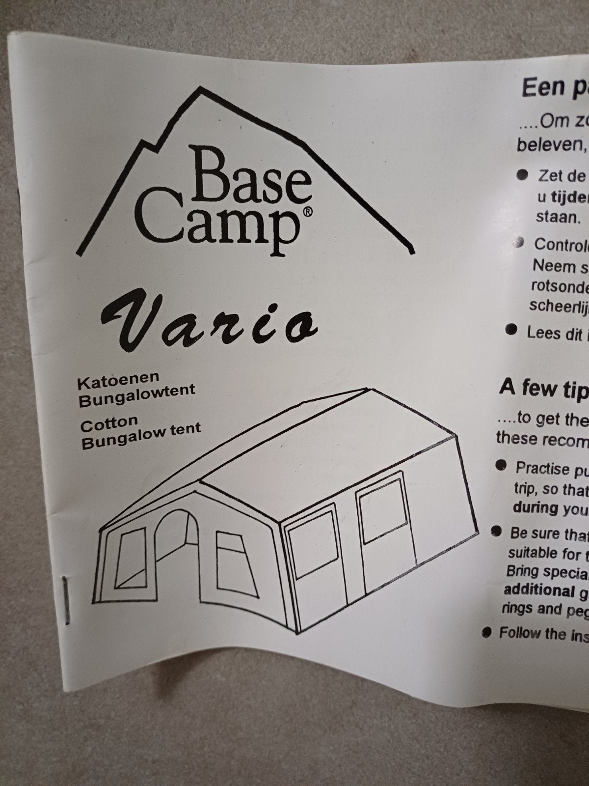 Basecamp Vario 4 persoonsbungalowtent, Ophalen, Tot en met 2