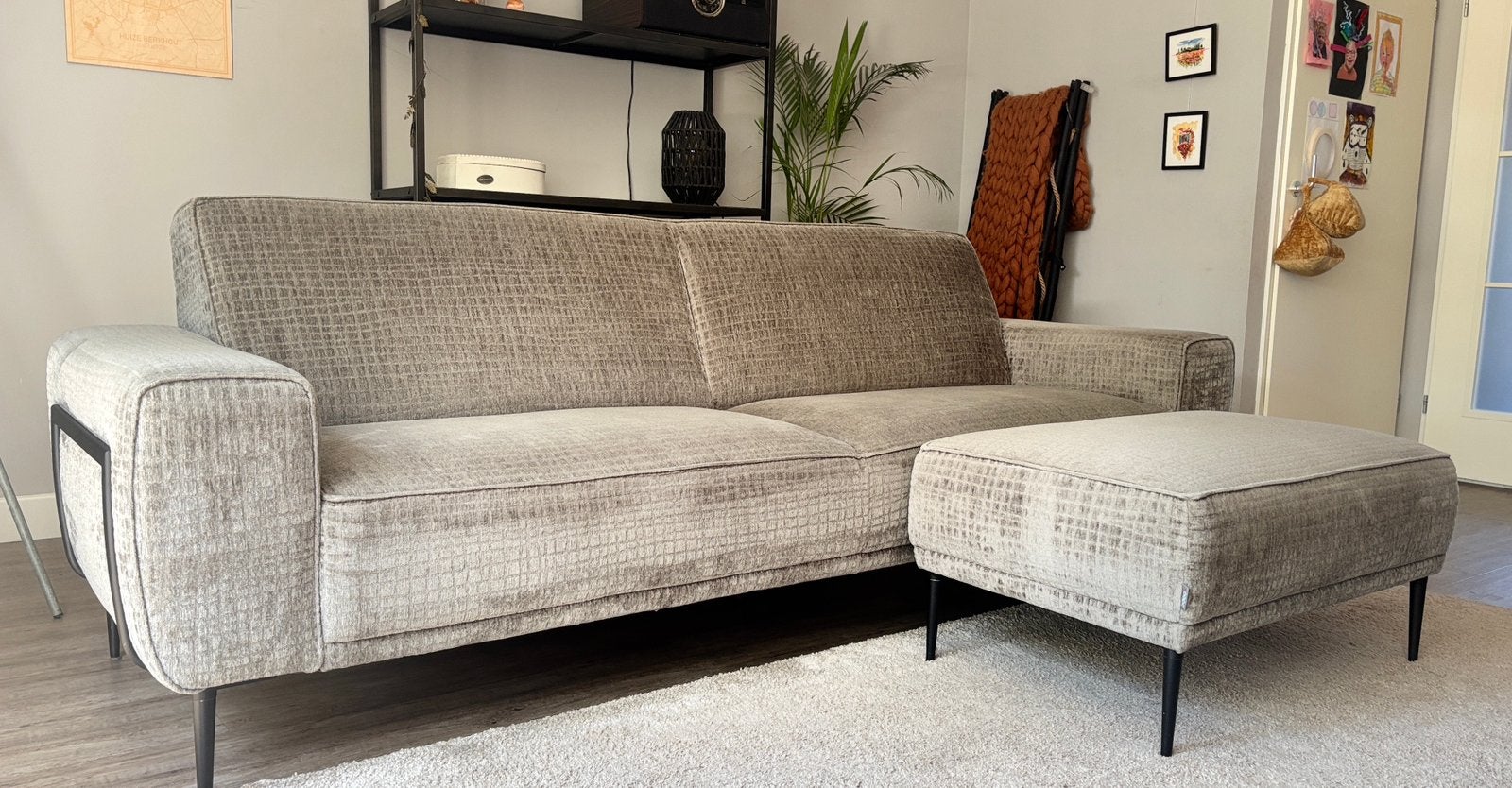 Puglia 3,5-zits bank (incl. coating, pocketvering) en hocker, Ophalen, Overige maten, Luxe, 75 tot 100 cm