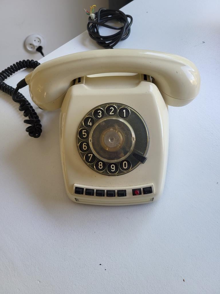 Vintage Draaischijf Telefoon - Crème Wit, Ophalen of Verzenden