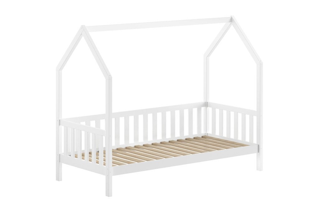 Cabane huisbed met hekje - 90x200 - Wit, Niet ingevuld, Niet ingevuld, Niet ingevuld