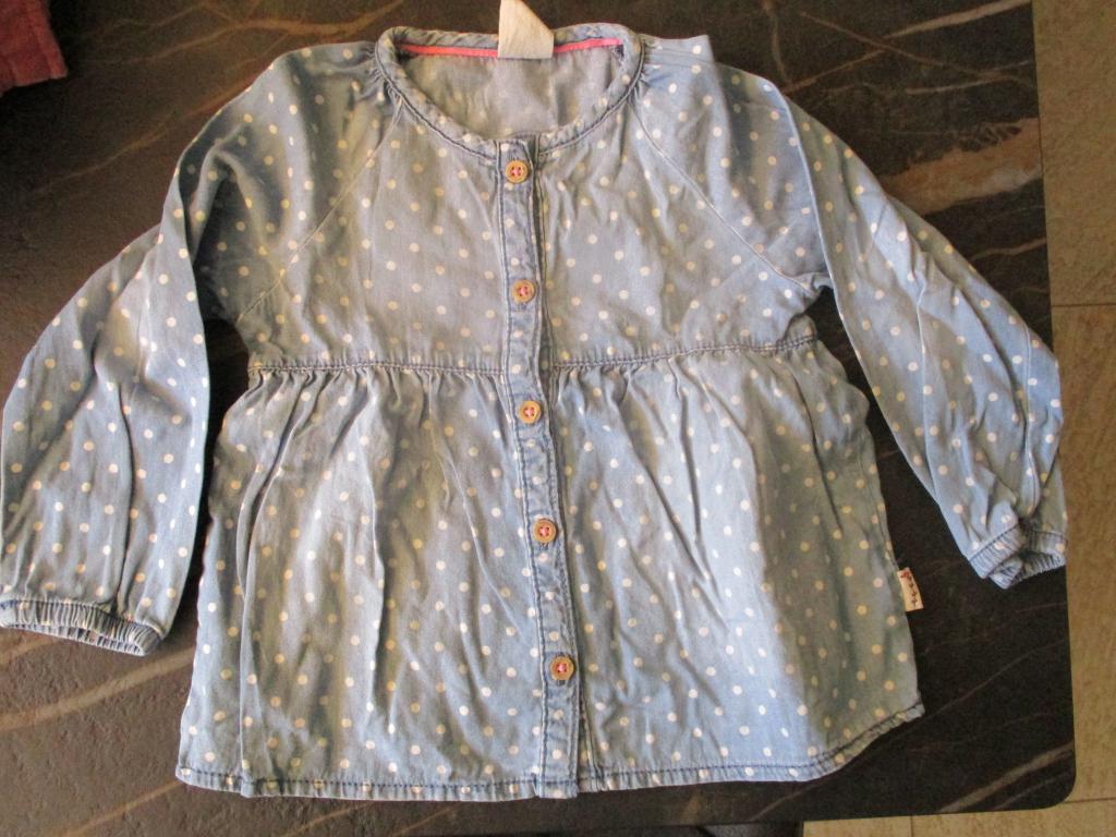 Tuniek blouse blauw met stippen maat 86 Hema, Meisje, Ophalen of Verzenden, Zo goed als nieuw, Overhemdje of Bloesje