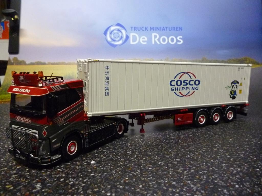 Tekno Volvo FH5 met container trailer SL Logistics met cert., Hobby en Vrije tijd, Modelauto's | 1:50, Ophalen of Verzenden, Nieuw