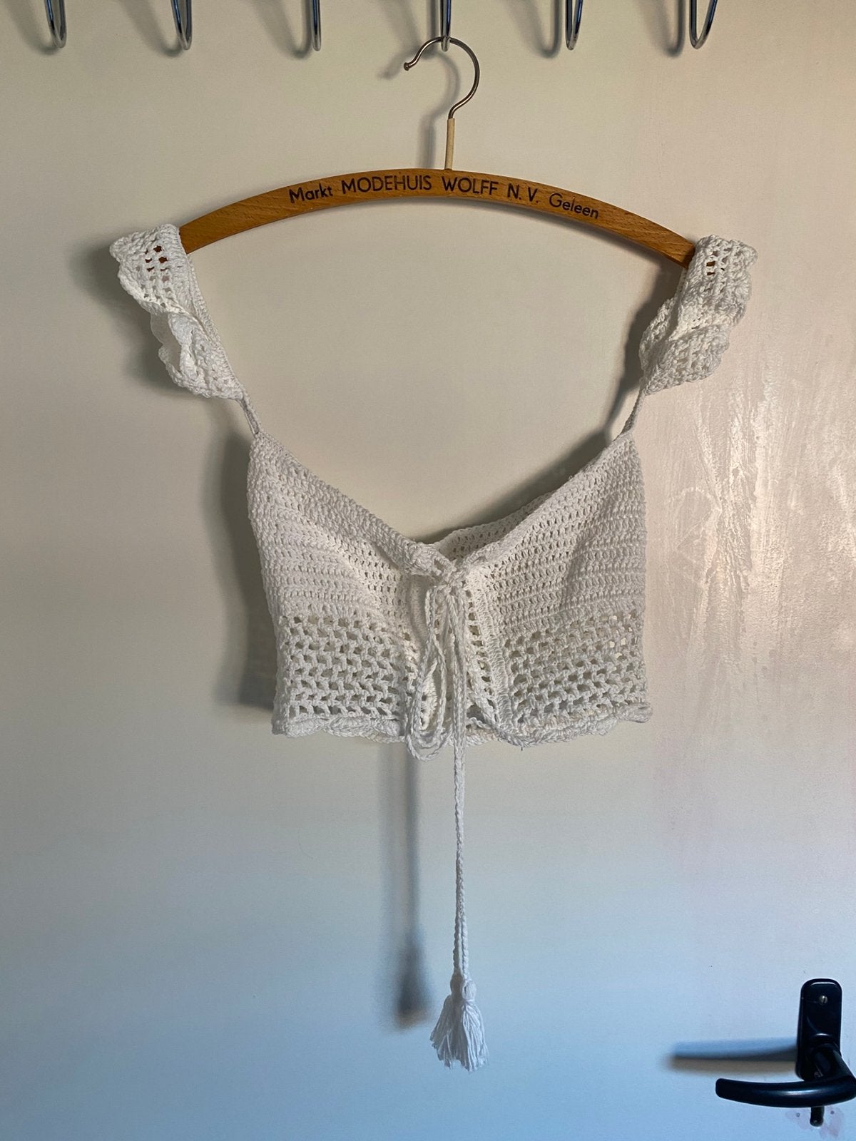 Embroidered crochet top, Kleding | Dames, Tops, Wit, Ophalen of Verzenden, Zo goed als nieuw, Zonder mouw