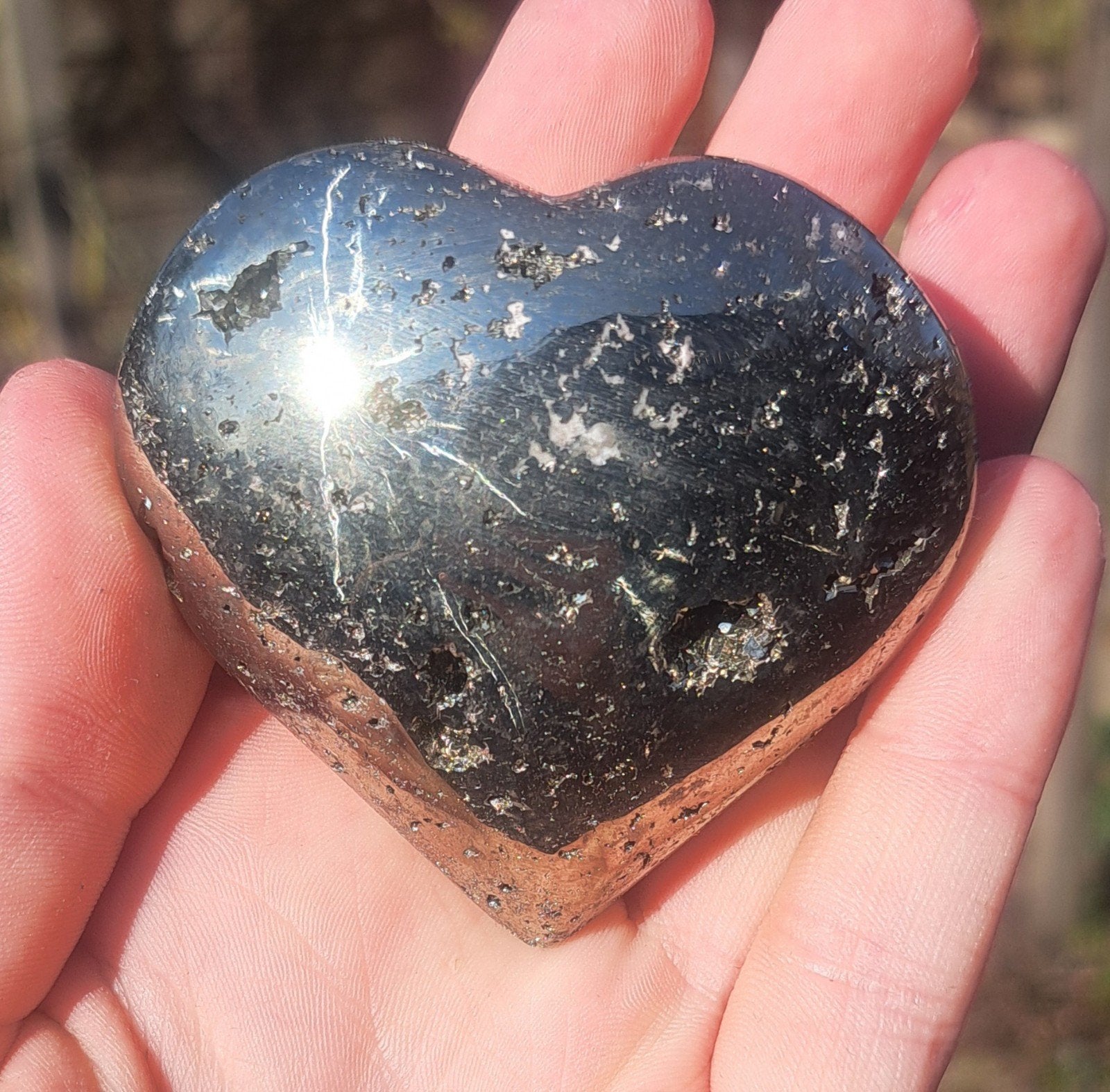 Hart van Pyriet dikke edelsteen natuursteen mineralen stenen, Ophalen of Verzenden