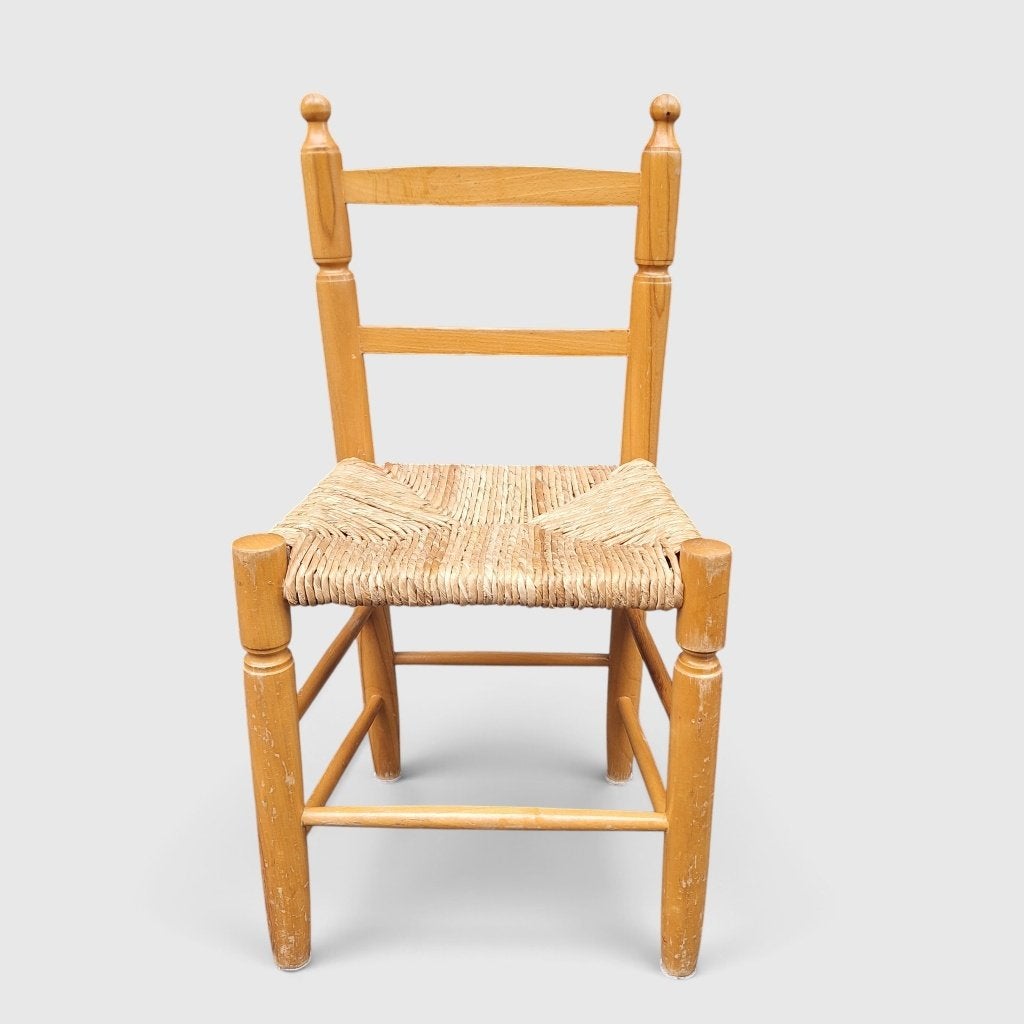 Houten kinderstoel met rieten zitting-lichtbruin, Ophalen, Gebruikt, Onbekend, Onbekend