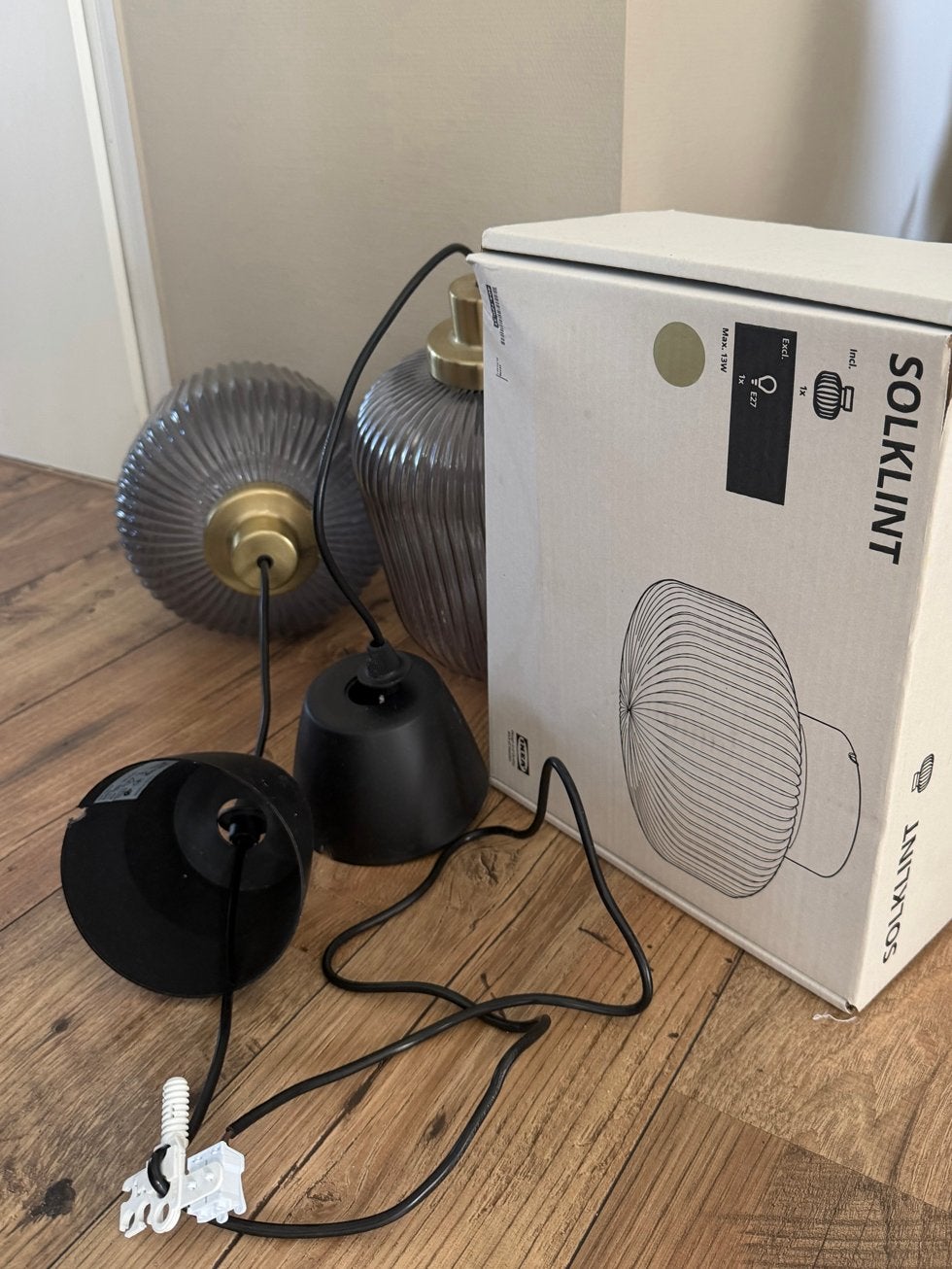 IKEA SOLKLINT hanglampen en plafondlamp, Ophalen, Zo goed als nieuw, Glas, E27 (groot)