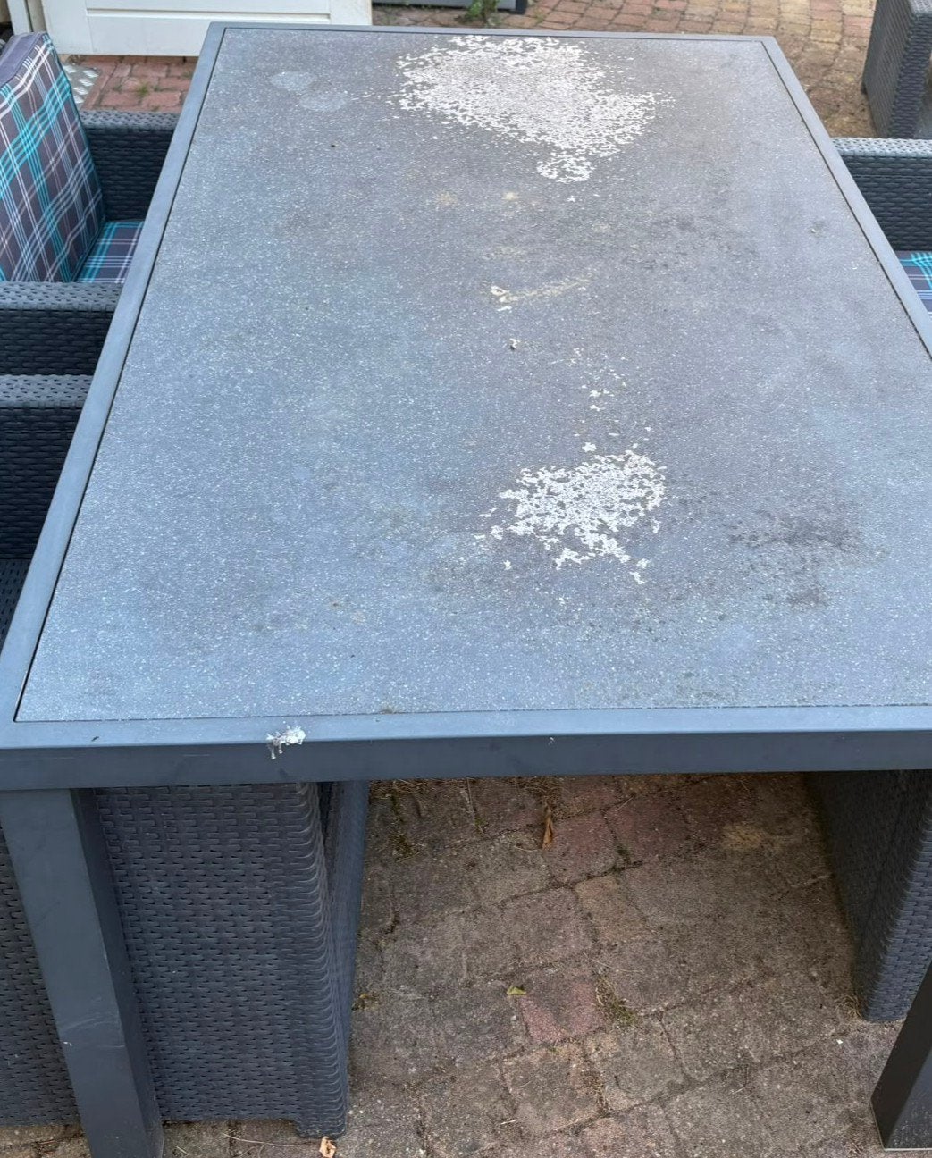 Gebruikte tuinset met 6 zitplaatsen en kussens, Ophalen, Gebruikt, Rechthoekig, Aluminium