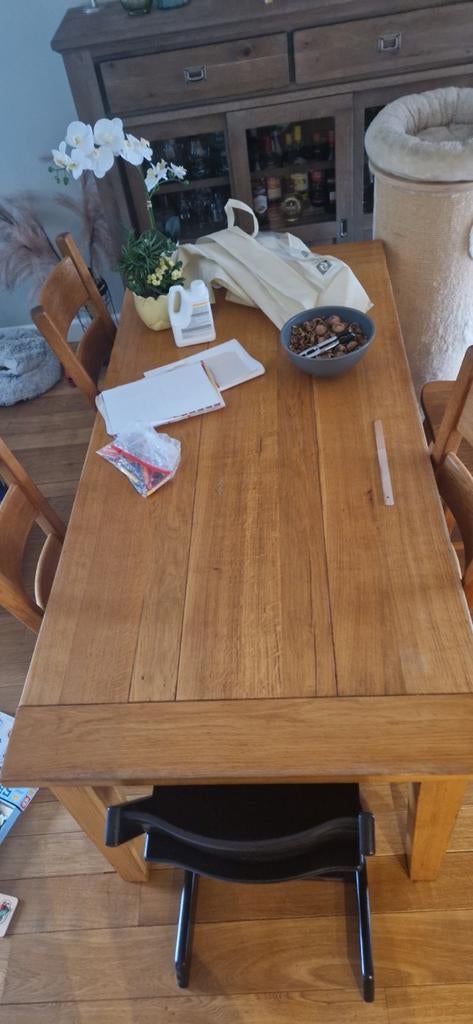 Eethoek licht eiken 190x90 met 4 stoelen, Huis en Inrichting, Ophalen of Verzenden, Gebruikt, 4 tot 6 stoelen