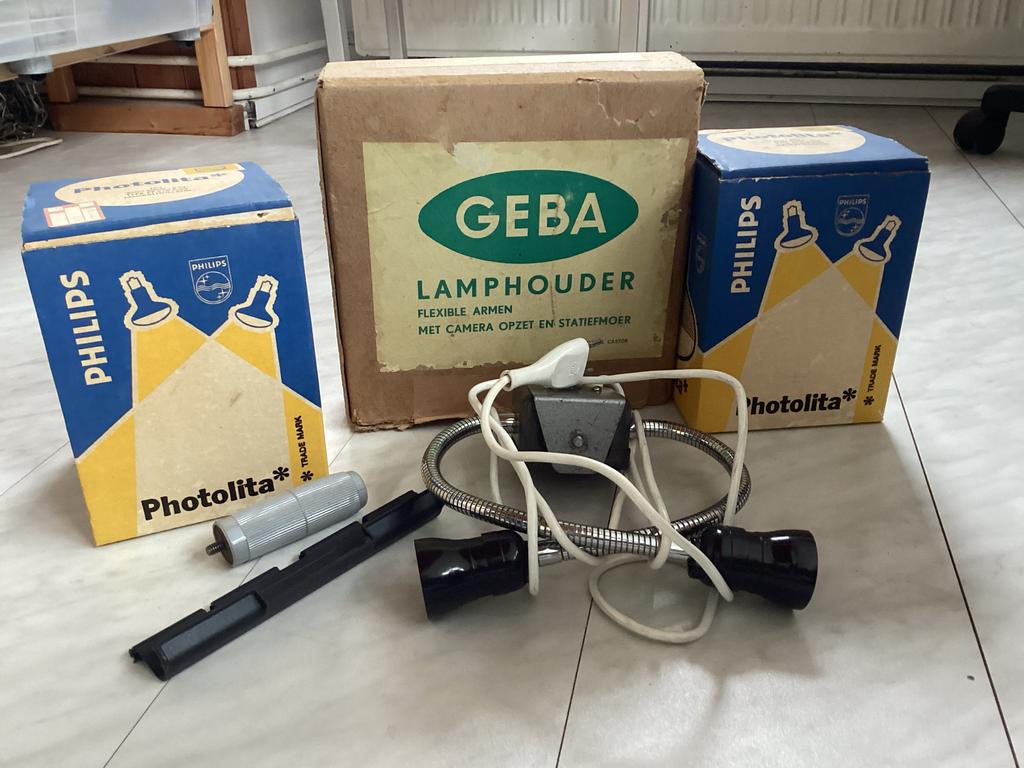 Vintage Philips Photolita en Geba Lamphouder Set, Ophalen