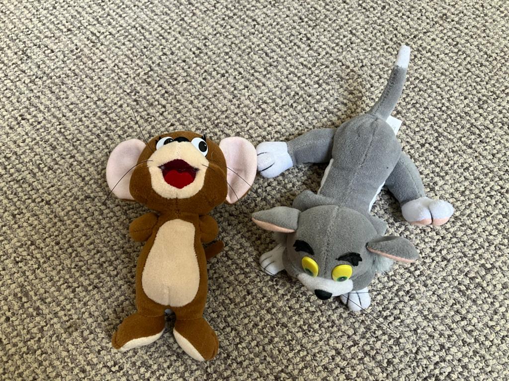 Tom en Jerry originele knuffels jaren '90, Kinderen en Baby's, Speelgoed | Knuffels en Pluche, Overige karakters, Grijs, Ophalen of Verzenden