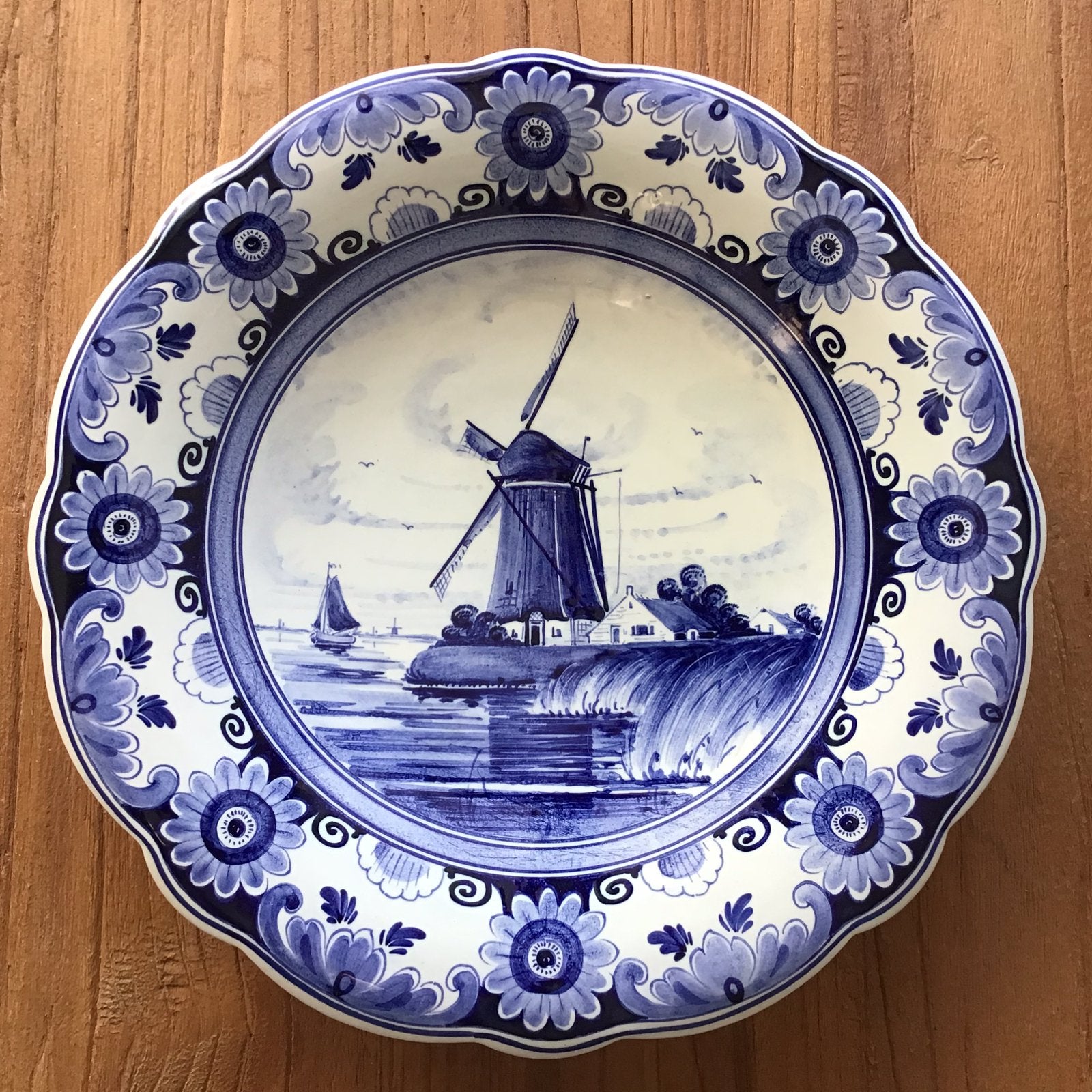 Wandbord Royal Delft Holland Molen - Delfts blauw bord 31 cm, Verzenden