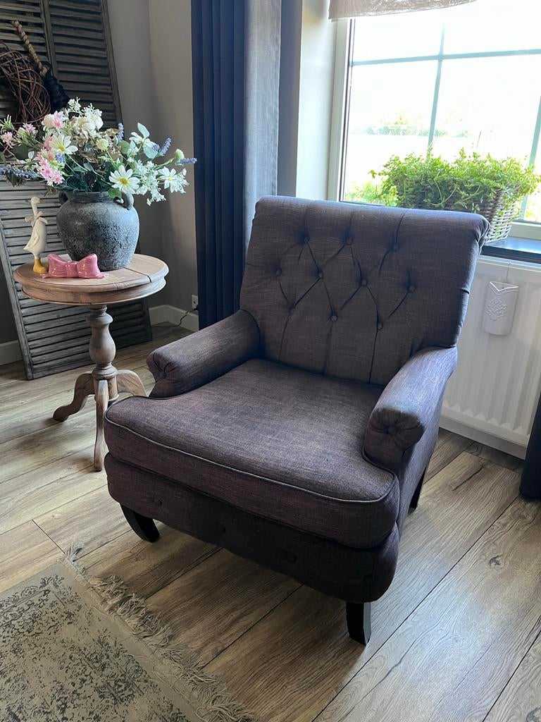 Landelijke fauteuil donkergrijs, Ophalen, Gebruikt, Minder dan 75 cm, Landelijk