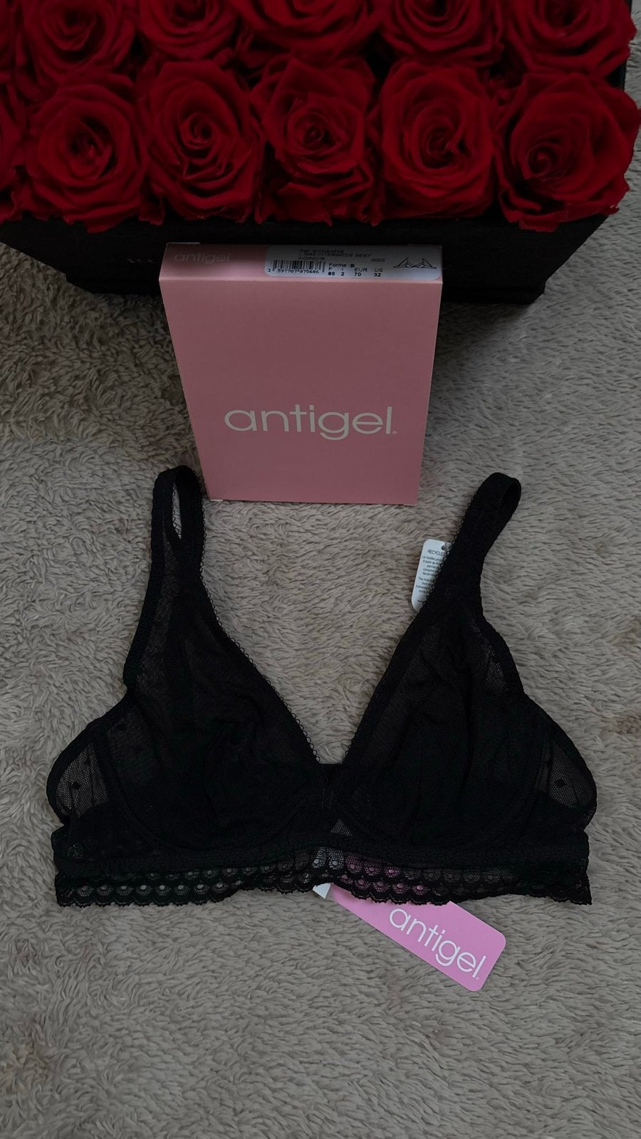 Antigel Zwarte Kanten BH - Maat 70B, Verzenden, Zwart, BH