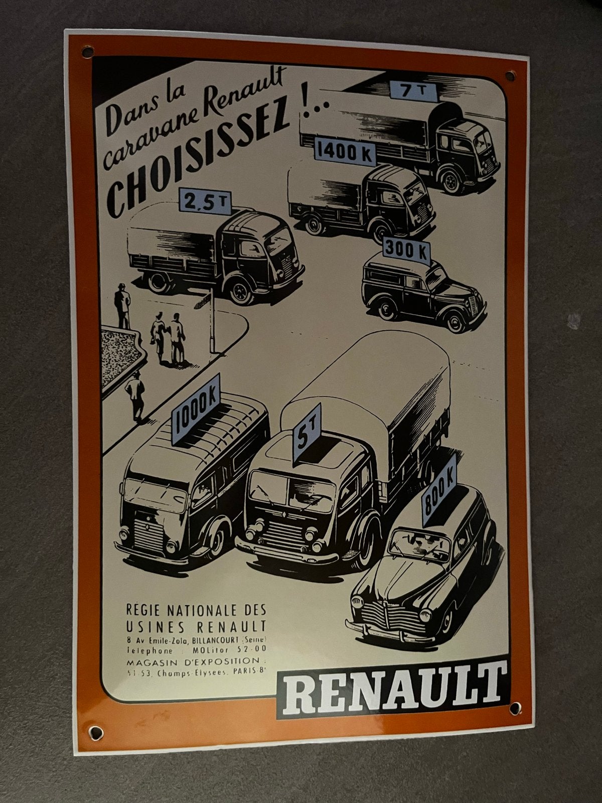 Schitterend emaille bord Renault 20x30 nieuw replica, Ophalen of Verzenden