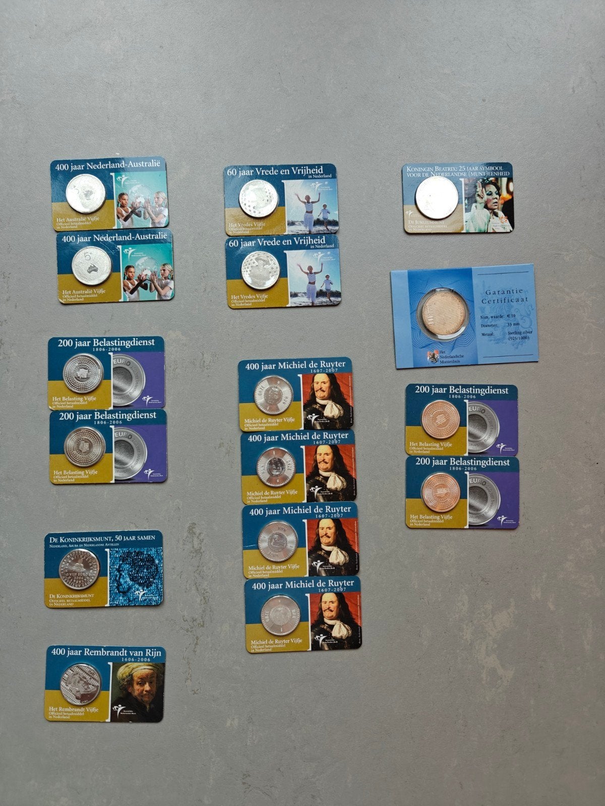 Zilveren euromunten in coincards (5 en 10 euro), Setje, Koningin Beatrix, Zilver, Euro's