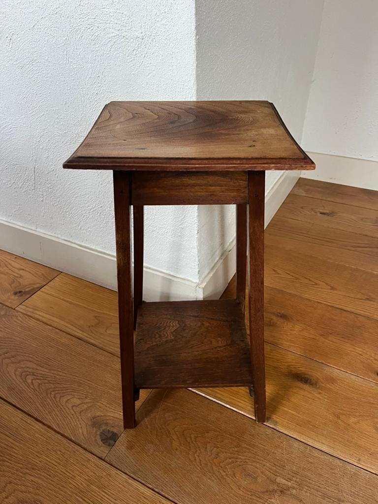 Vintage massief houten plantentafel bijzettafel kruk, Minder dan 55 cm, Vierkant, Zo goed als nieuw, Hout