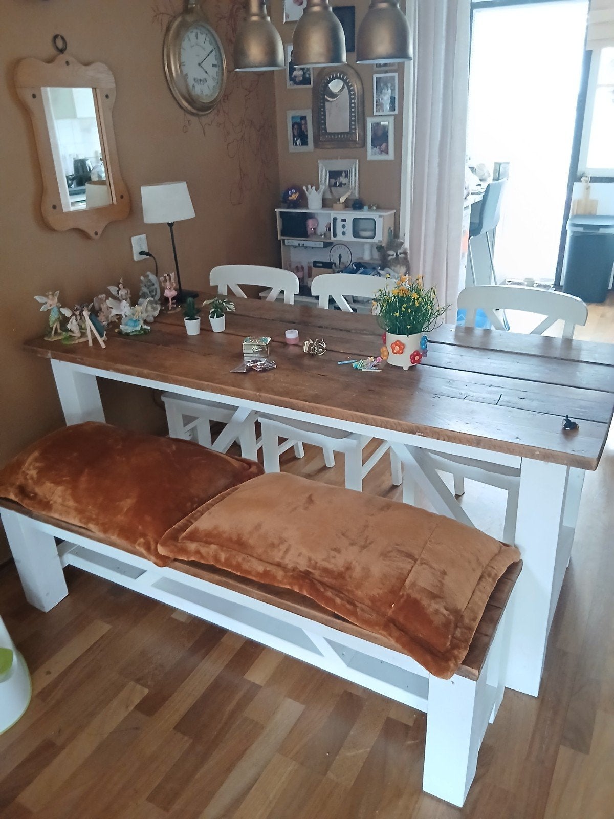 eethoek eettafel 6 persoons, Huis en Inrichting, Tafels | Sidetables, Gebruikt, Ophalen of Verzenden, 150 tot 200 cm, 25 tot 50 cm