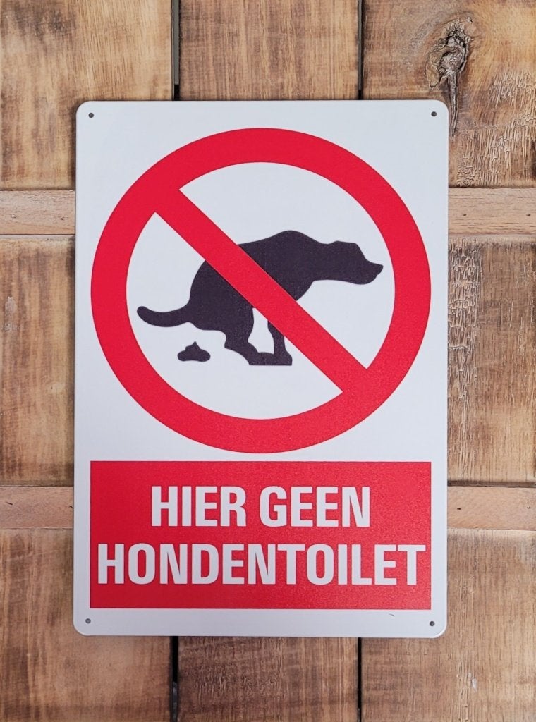 Hier geen hondentoilet hond reclamebord van metaal wandbord, Info@deconoord.nl, Deco Noord, Nieuw, Ophalen of Verzenden
