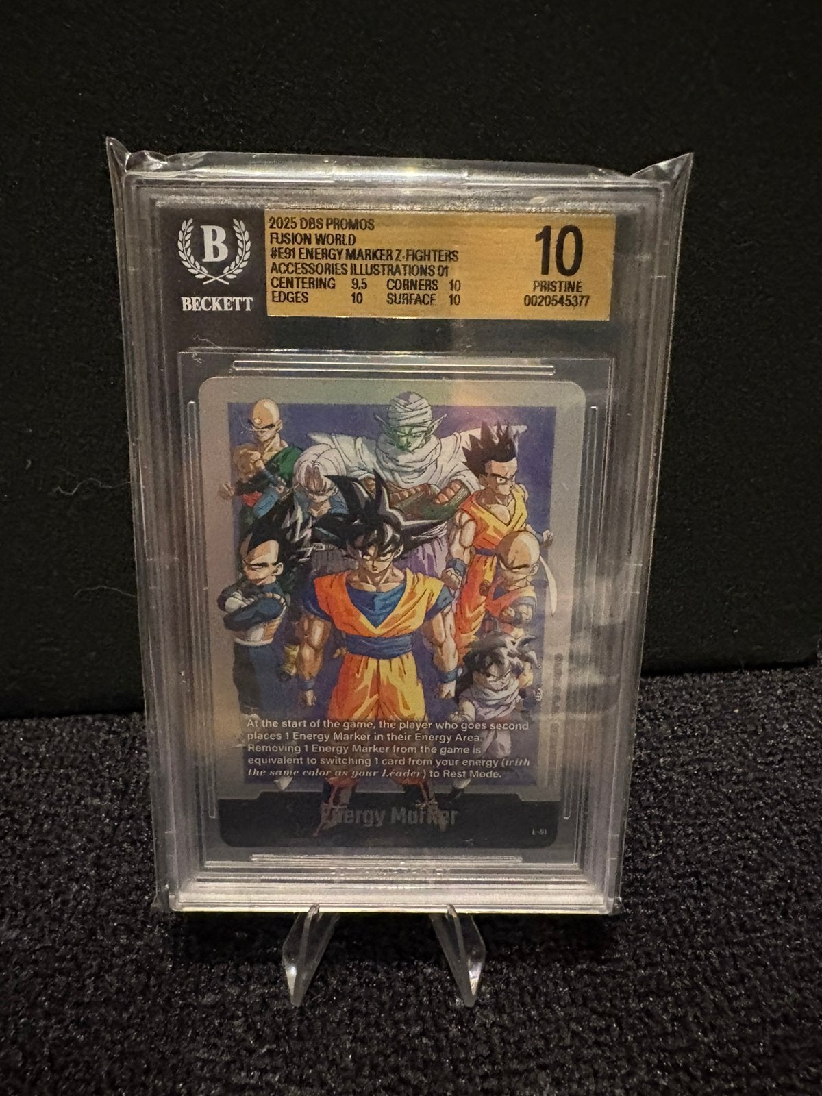 DragonBall super fusion world Energy Marker E-91 BGS 10, Ophalen of Verzenden, Nieuw, Losse kaart, Foil