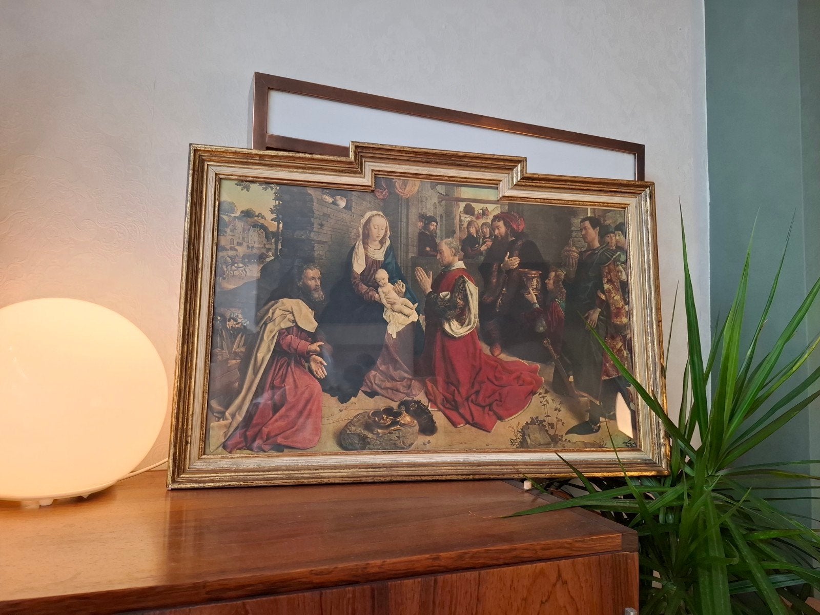 Oude print 'Aanbidding der Koningen' uit Lourdes, 1990, Ophalen, Overige ondergronden, Klassiek, Print