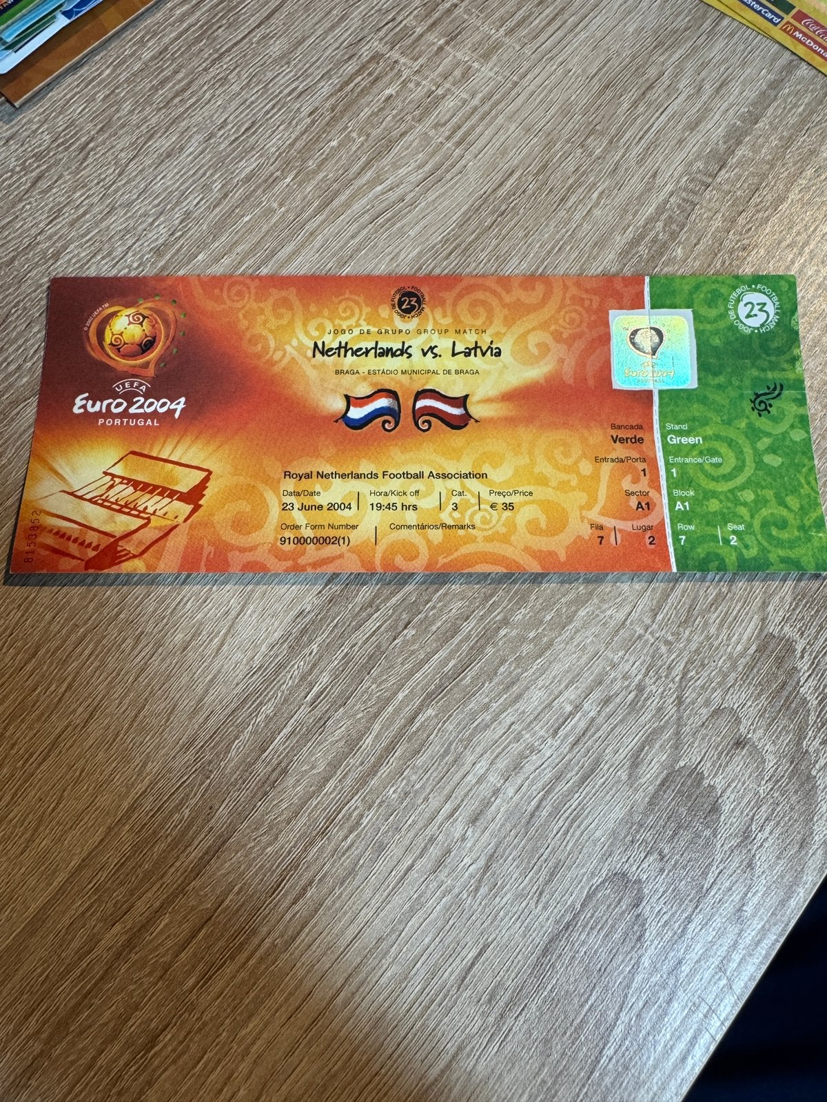 EK2004 Nederland - Letland Ticket, Verzamelen, Ophalen of Verzenden, Gebruikt, Overige binnenlandse clubs