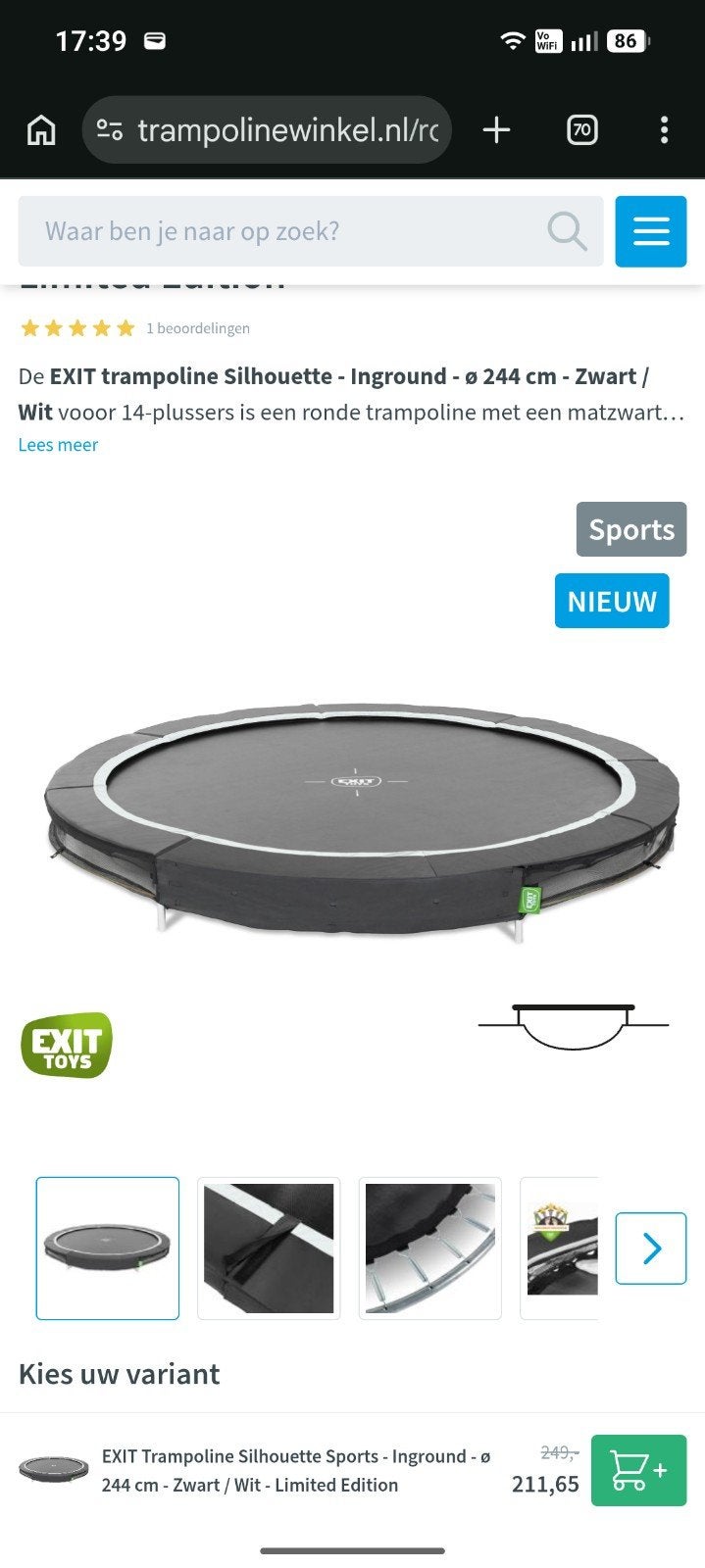 Past niet in onze tuin: nieuw in doos Exit Trampoline, Ophalen, Nieuw