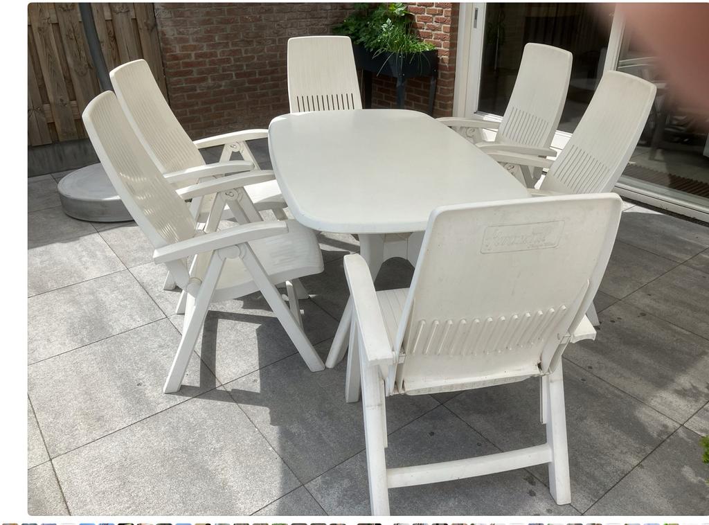 Hartman Tuinset - 6 stoelen en tafel, Tuin en Terras, Kunststof, Eettafel, 6 zitplaatsen, Ophalen of Verzenden