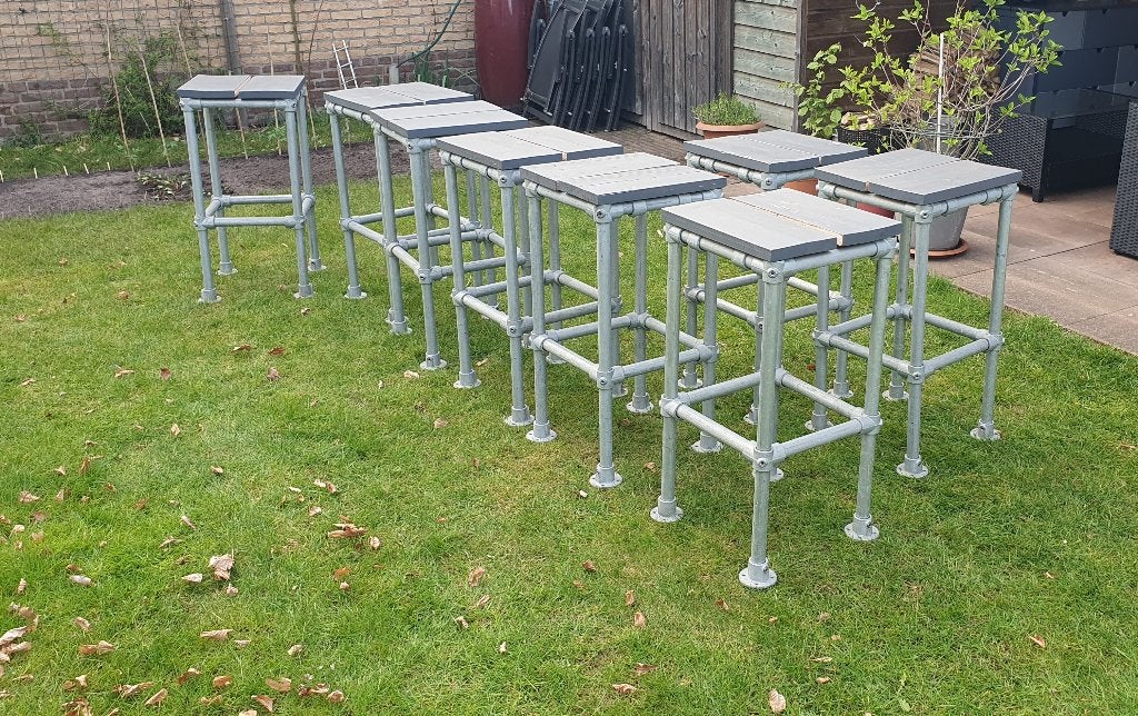 Barkrukken  8 stuks, geschikt voor buitengebruik, Ophalen, Met voetsteun, 60 tot 90 cm, Hout