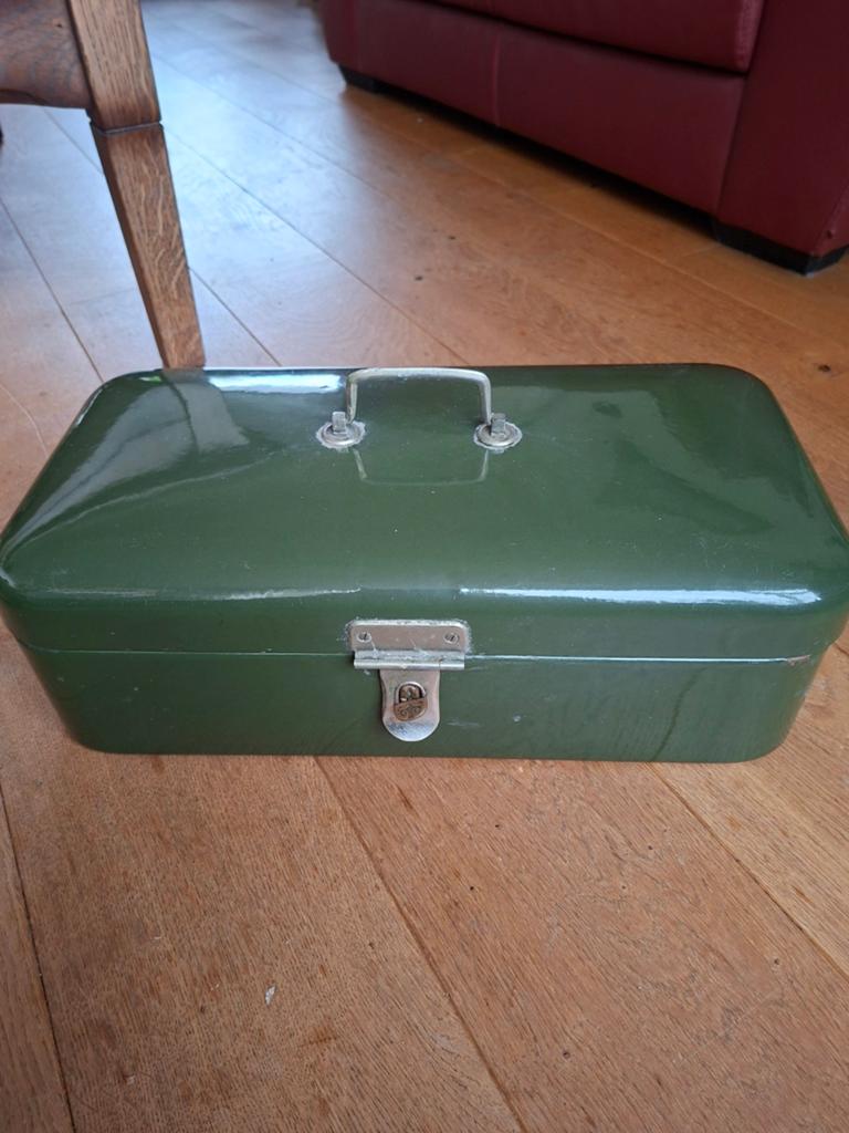 Vintage Groene Broodtrommel / Lunchbox Emaille, Ophalen of Verzenden