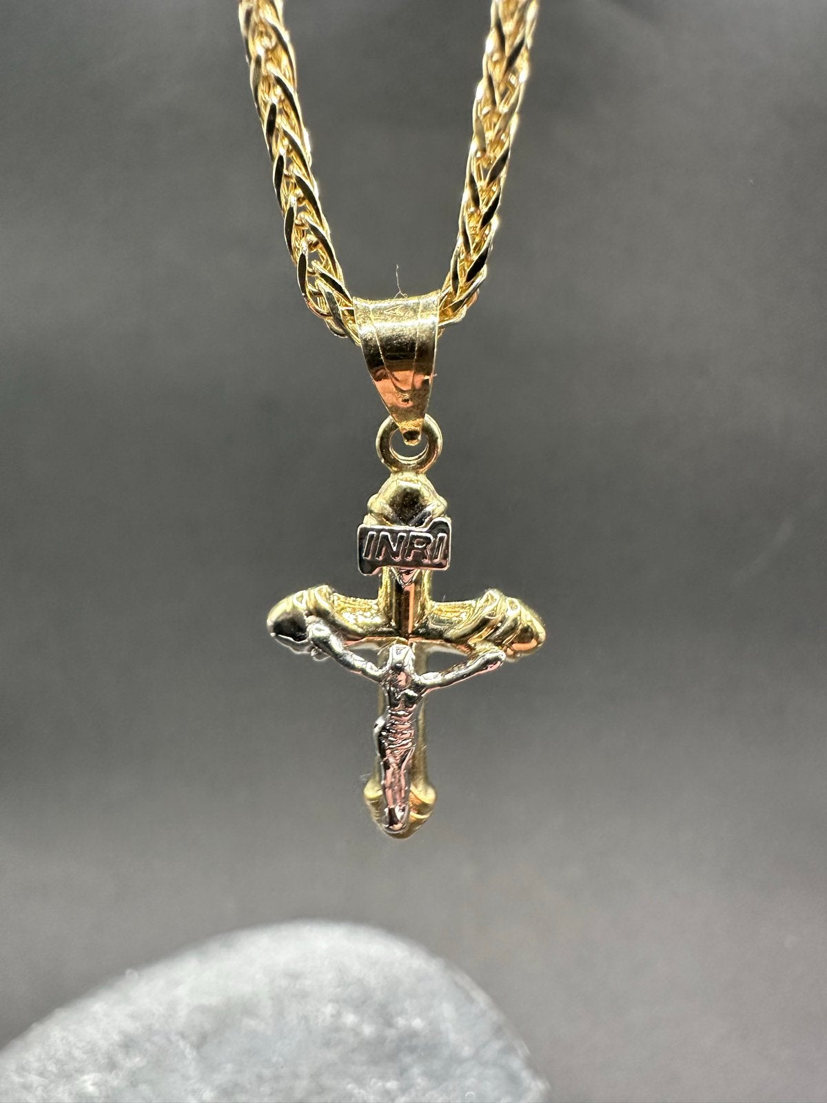 14k Gouden Vossenstaart Ketting met Kruis Hanger, Ophalen of Verzenden, Nieuw, Goud, Met hanger