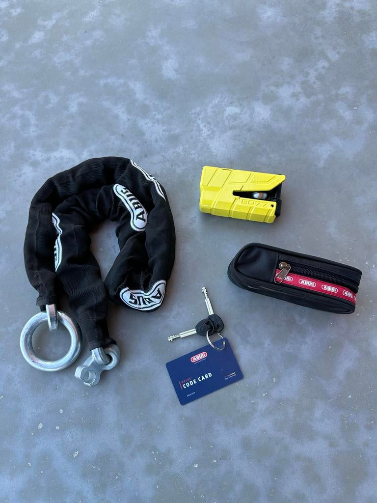 ABUS 8077 Schijfremslot met Ketting en Alarm, Ophalen, Zo goed als nieuw