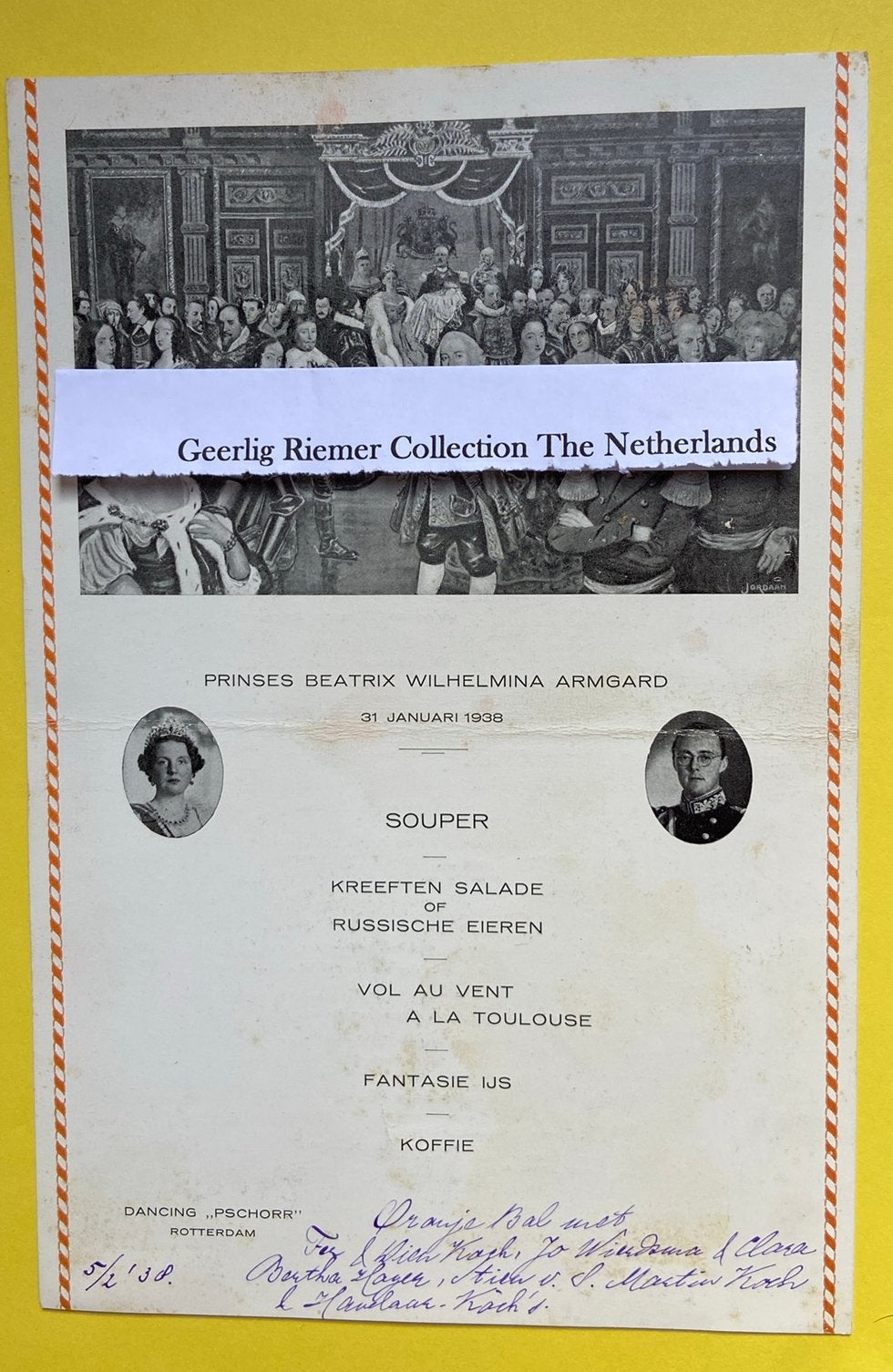 Souper geboorte prinses Beatrix 31 januari 1938, Ophalen, Gebruikt