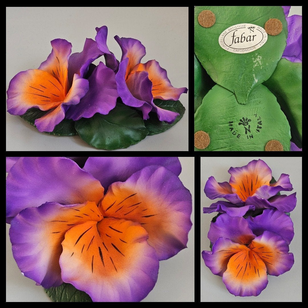 Italië, Capodimonte porselein,  viooltjes, Ophalen of Verzenden