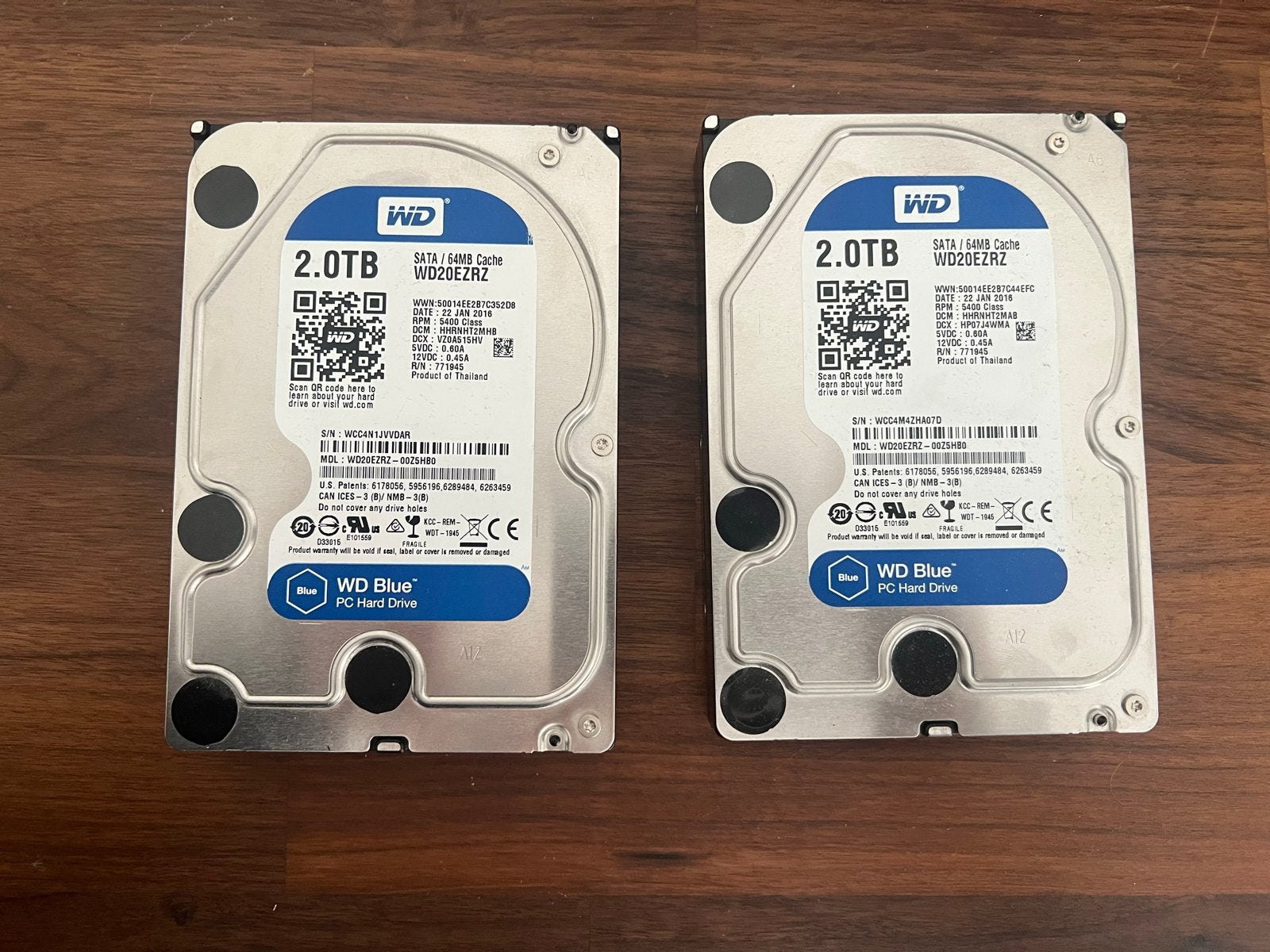 2x WD Blue 2TB HDD - Getest en Gezond, Ophalen, Intern, Gebruikt, SATA