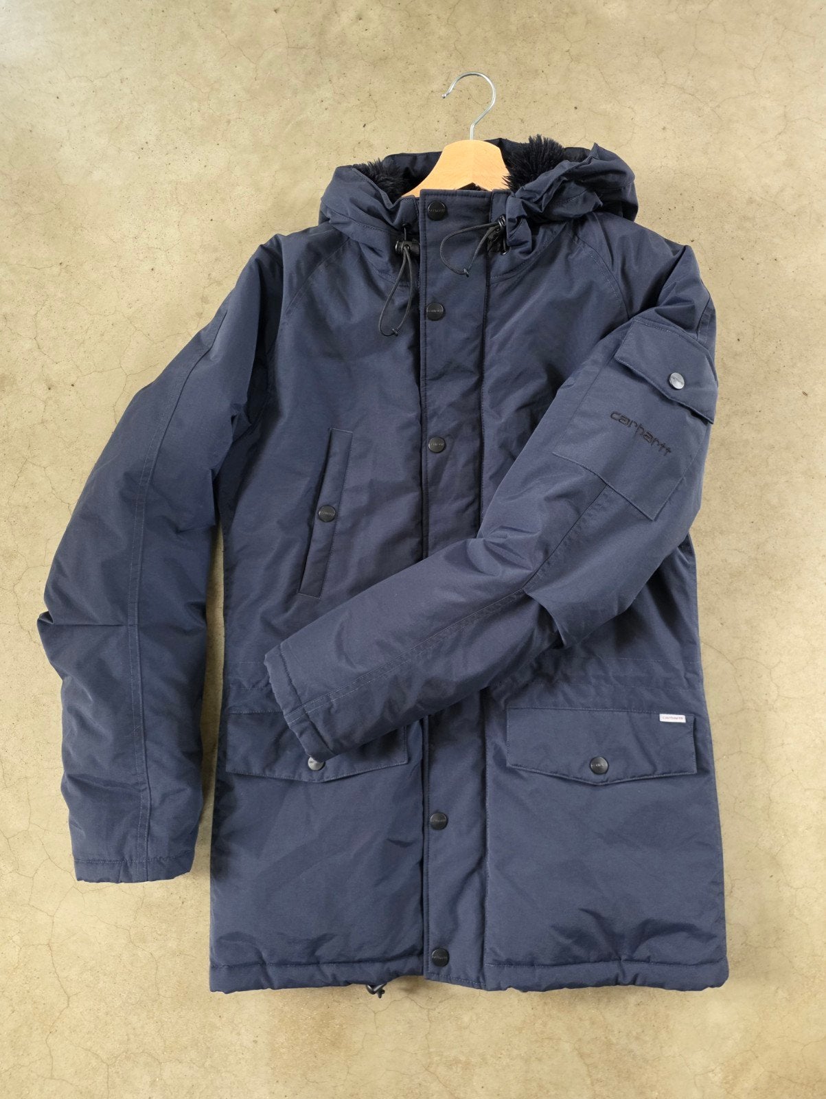 Dark Navy Carhartt winterjas/ X' Anchorage Parka maat S, Ophalen of Verzenden, Nieuw, Blauw