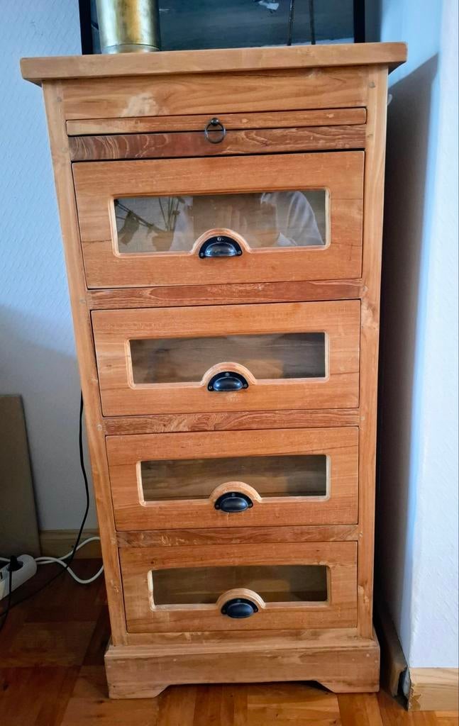 Ladenkast apothekerskast, Ophalen, Gebruikt, 100 tot 150 cm, Teakhout