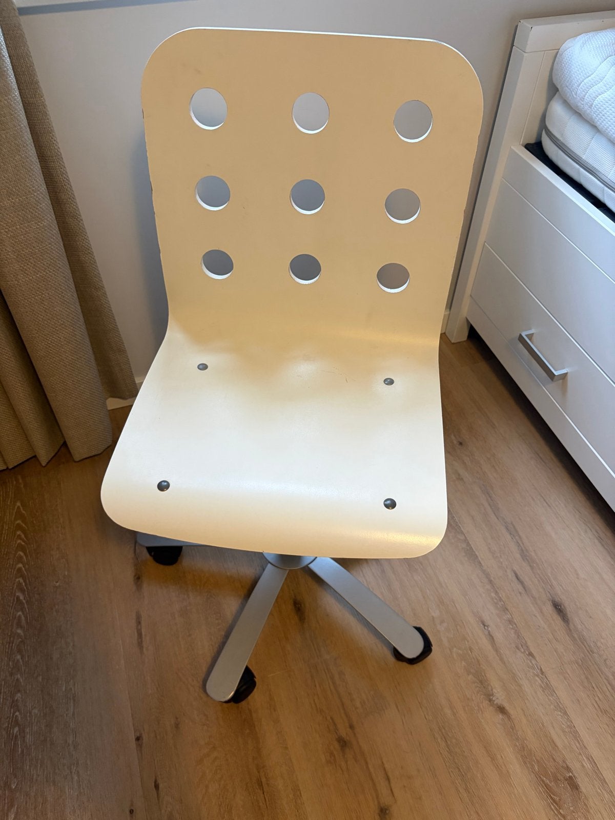 Verstelbare Ikea (kinder)bureaustoel - wit, Ophalen, Gebruikt, Wit, Bureaustoel