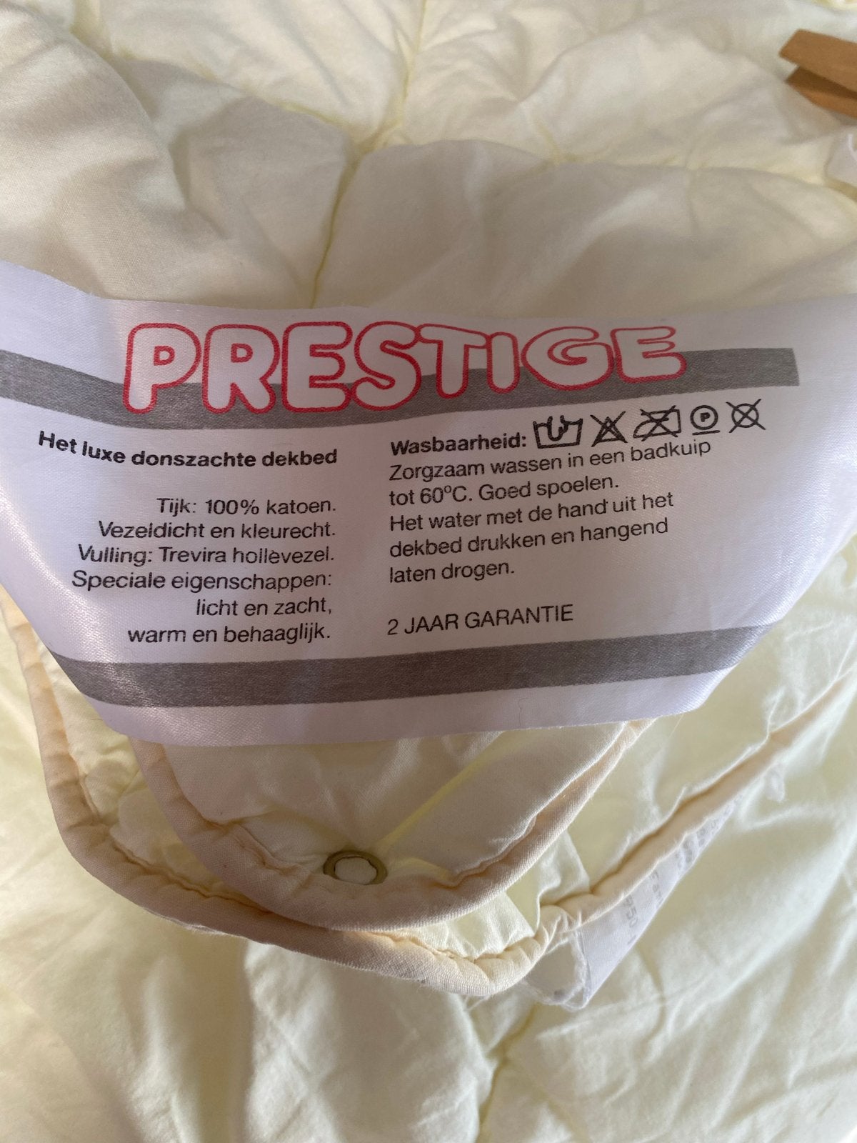 PRESTIGE Luxe Donszacht Dekbed 100% Katoen Hollevezel, Gebruikt, Wit, Katoen, Tweepersoons