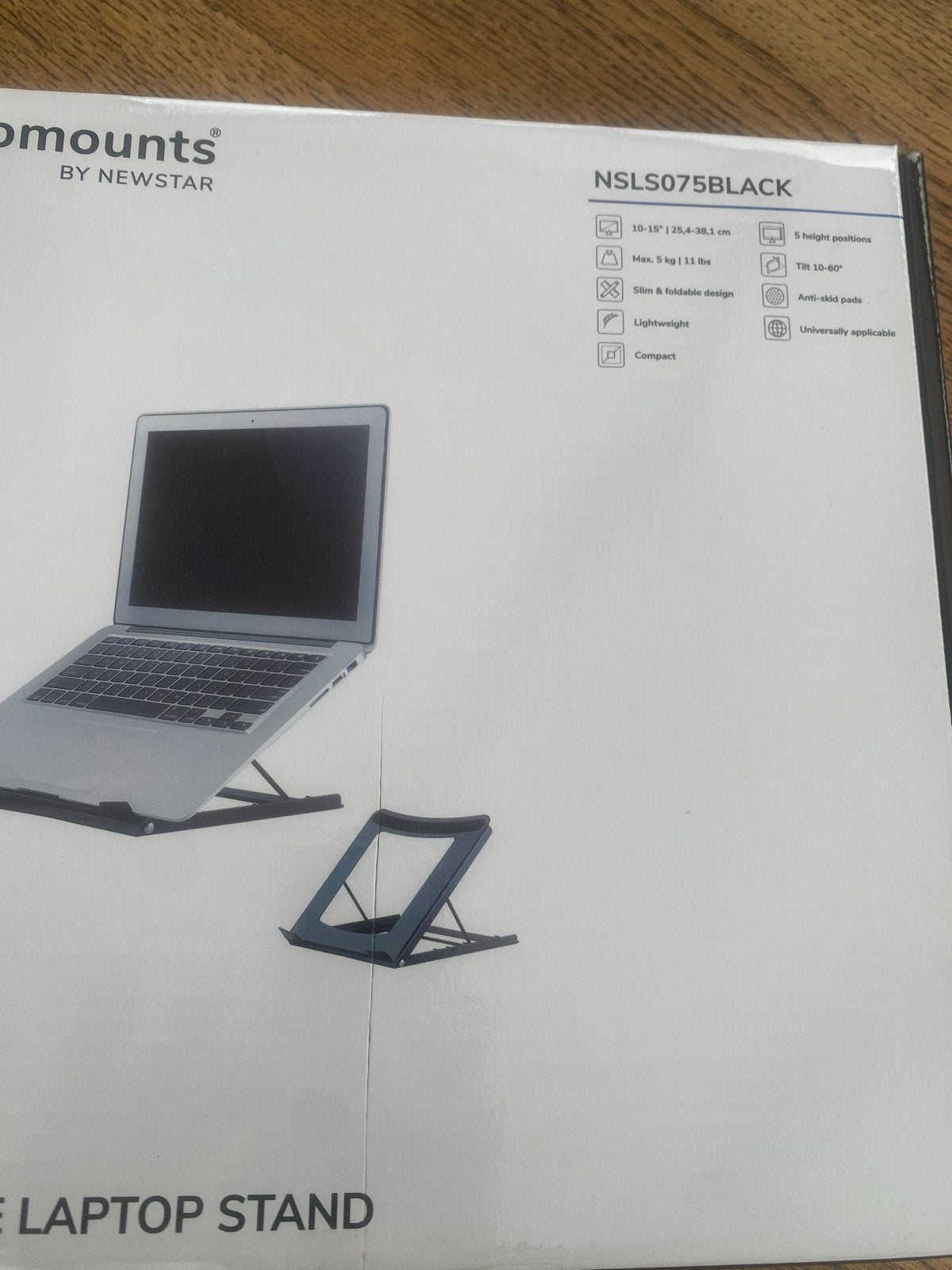 Newstar NSLS075BLACK Laptopstandaard 10-15 inch, Ophalen of Verzenden, Nieuw, In hoogte verstelbaar