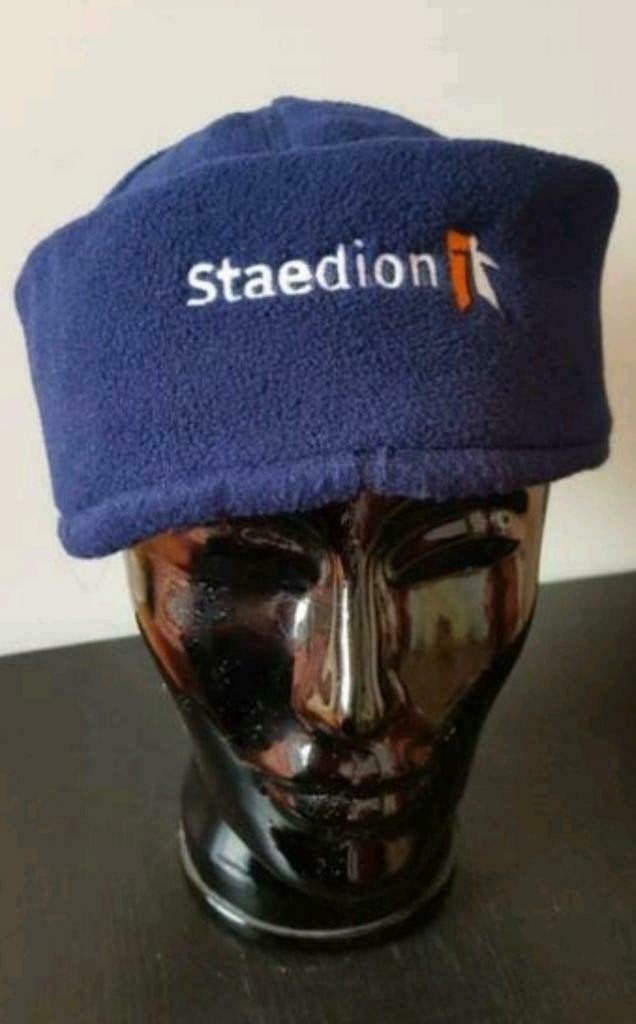 Warme Donkerblauwe fleece muts / Docker Cap (Staedion), Ophalen of Verzenden, Zo goed als nieuw, Overige maten, Muts