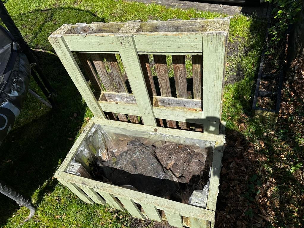 houten bloembak gemaakt van pallets GRATIS, Tuin en Terras, Ophalen, Gebruikt