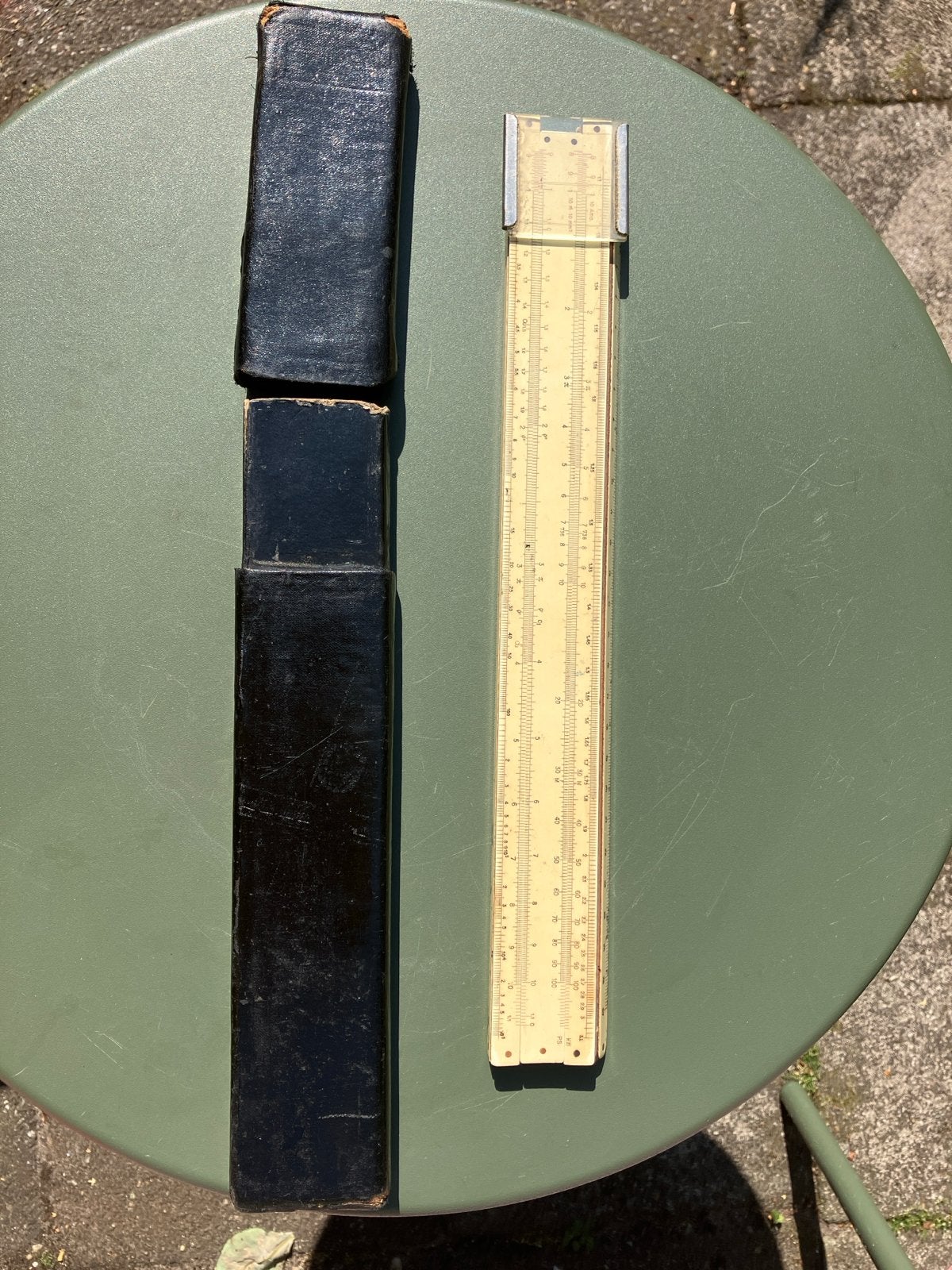 Vintage rekenliniaal met etui, Faber Castell., Ophalen of Verzenden
