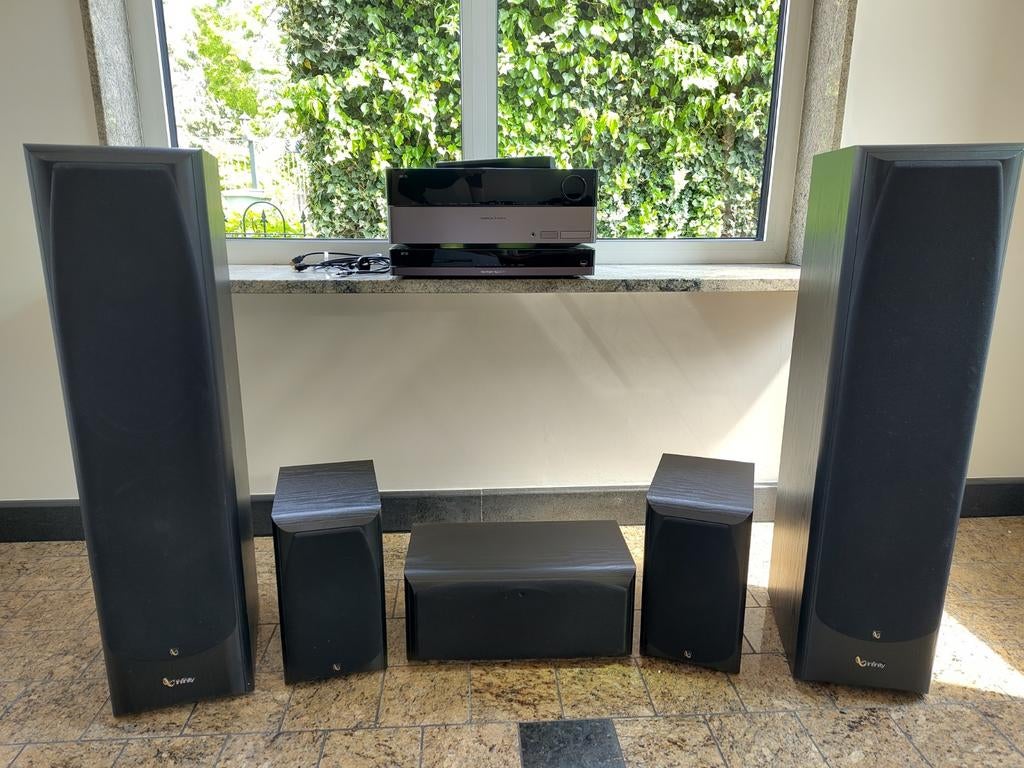 Harman Kardon AVR255 en Infinity Alpha surround set, Audio, Tv en Foto, Luidsprekers, Gebruikt, Surroundset zonder subwoofer, 120 watt of meer